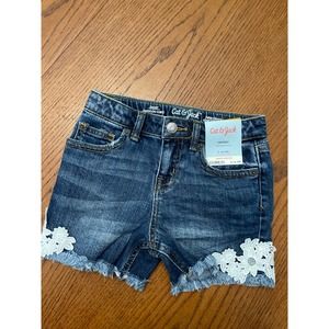 NWT Cat & Jack Floral Lace Jean Shorts Size S 6/6X